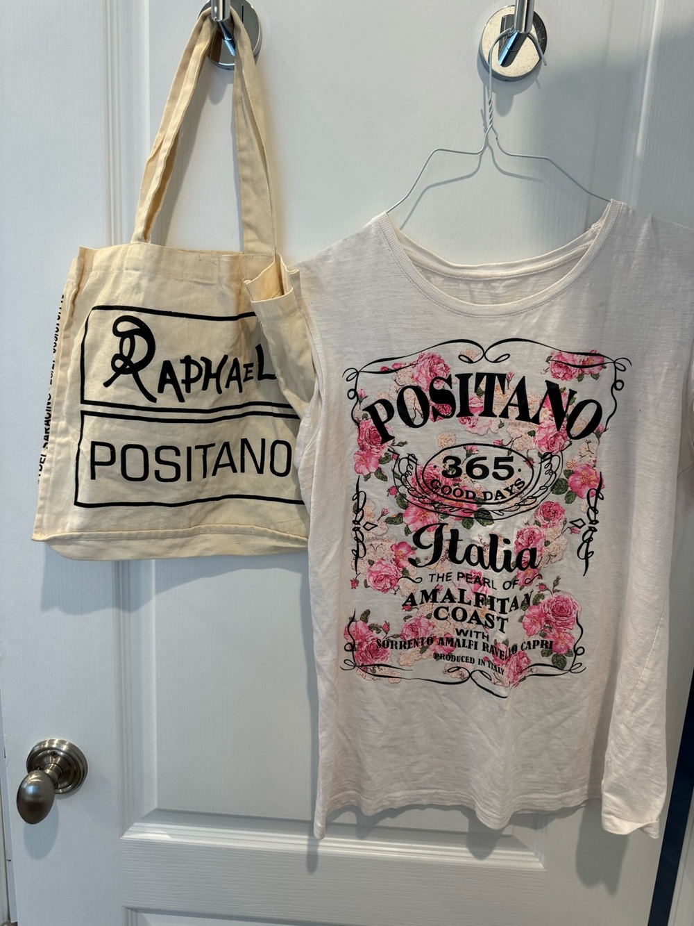 Positano Italia Bundle: Floral Graphic  Tee and Canvas Positano Bag